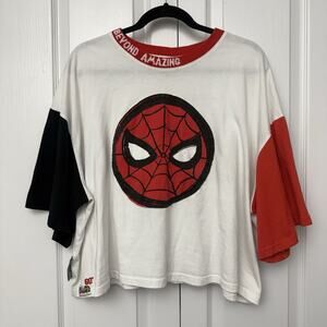 Disney Marvel Spider-Man 60th Womens Crop Top Short Sleeve Graphic Shirt 2XL